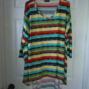 Southern Charm Southwestern Aztec Multicolored Striped Tunic / Size 2X